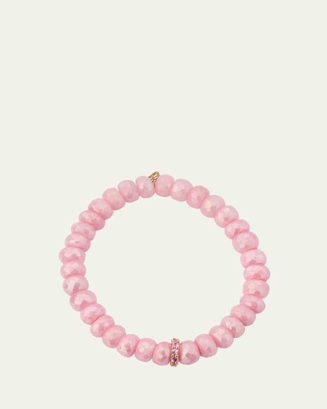 Mystic Pink Grapolite Bead Bracelet with Pink Sapphire Rondelle